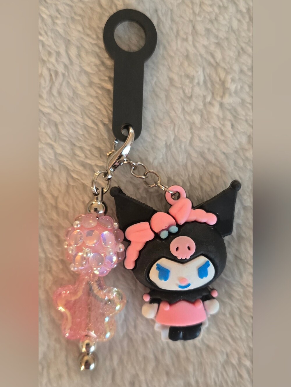 Pink & Black Keychain/Bag Charm - Kuromi